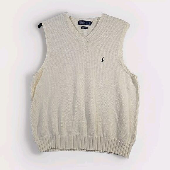 Polo by Ralph Lauren Sweater Vest size XL Ivory Color Classy Grandpa - Picture 1 of 7